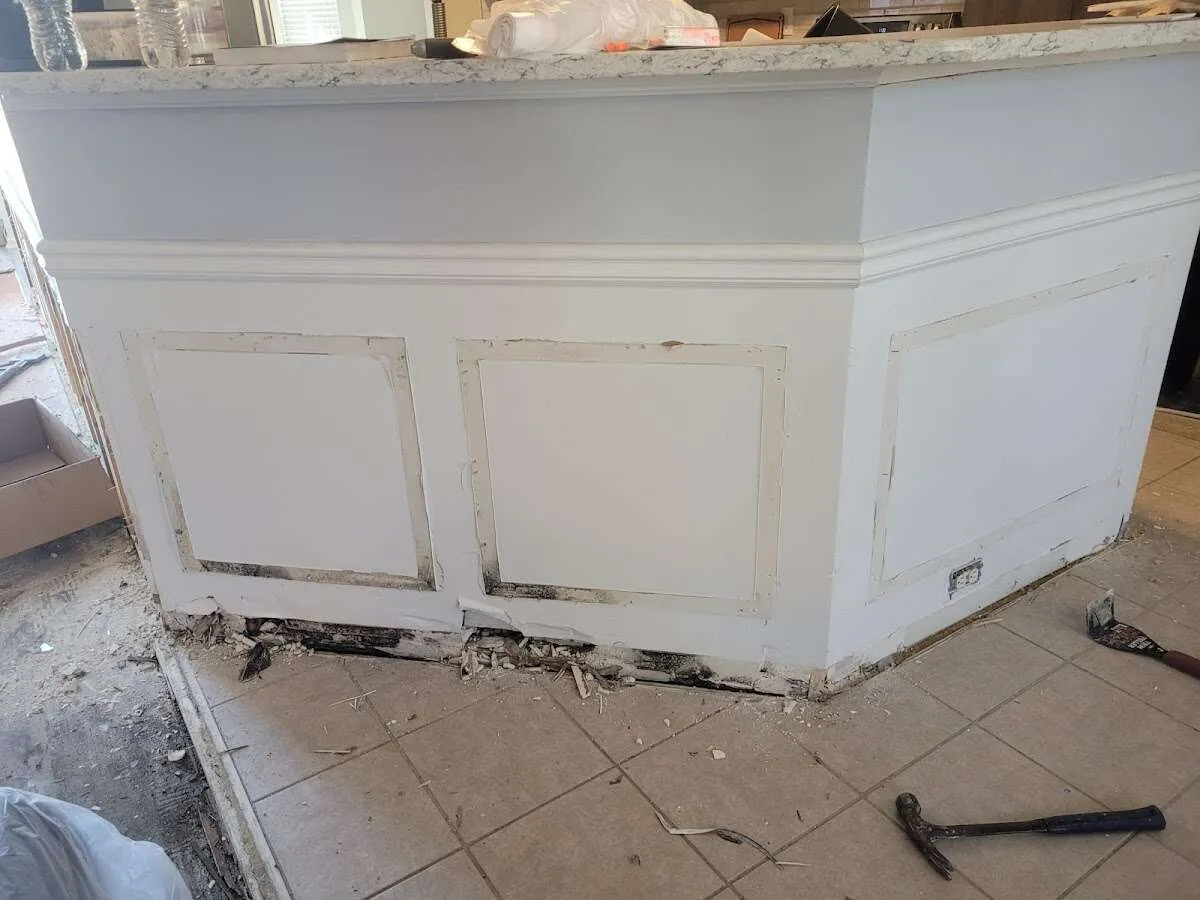 Water damage and mold on kitchen during Storm Damage Restoration in Morgan Hill